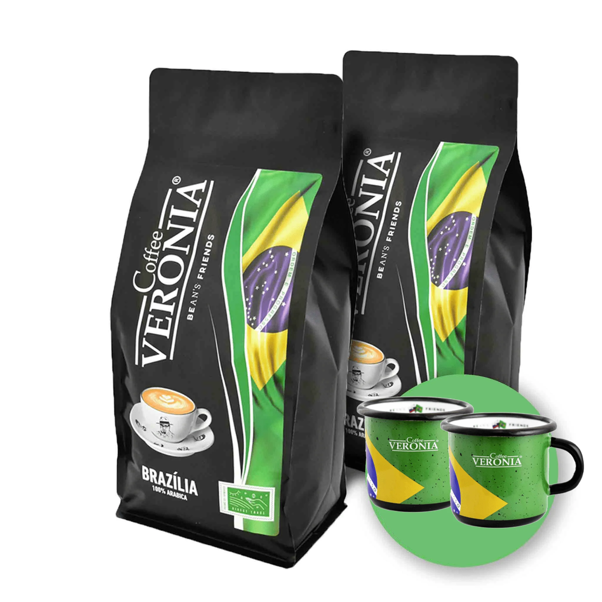 Zrnková káva Brazília 2 kg + darček 2 plecháčiky