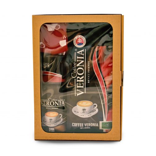 Darčekový balíček pravého fanúšika kávy - káva Coffee VERONIA 100% arabica, kávové ponožky